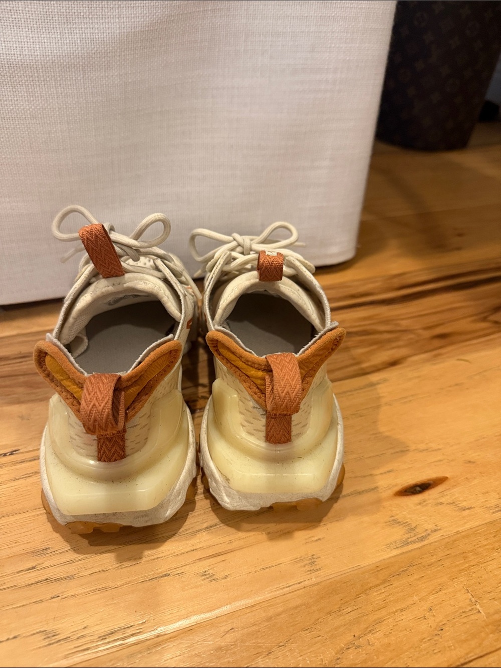 Nike women Cream and Orange Athletic Sneakers - Picture 2 of 2